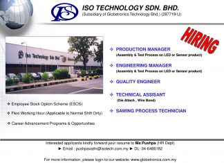 ISO TECHNOLOGY SDN. BHD. is Hiring!!