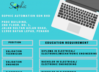 SOPHIC AUTOMATION SDN BHD is Hiring!!